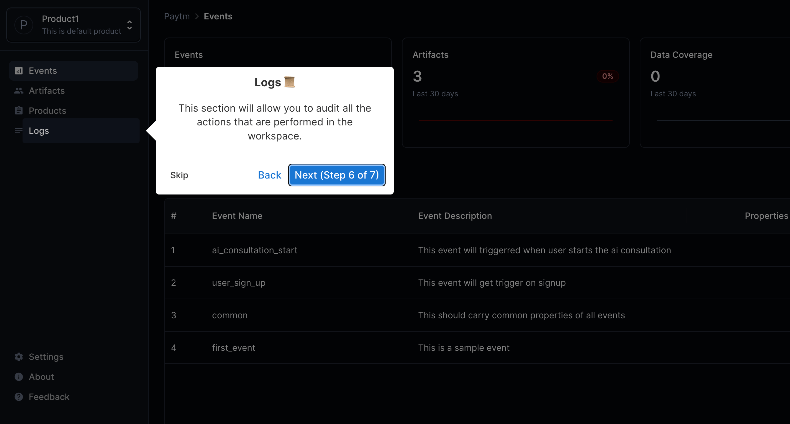 Logs Section